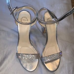 Silver prom heels